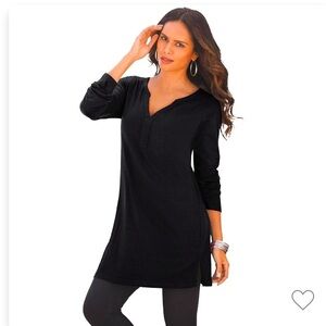 Womens Plus Tunic Y-Neck 30 / 32 Deepest Black Size 3X | Brand New In Sealed Bag